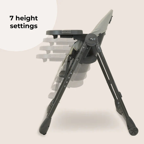 My babiie mbhc9 luxe highchair in grey with gray and black adjustable design and 7 height settings for versatility