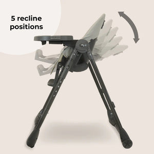 My Babiie MBHC9 Luxe highchair in grey with gray and black adjustable seat and five recline positions for babies