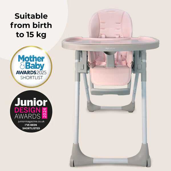 My Babiie MBHC9 Luxe Highchair in Pink & Grey