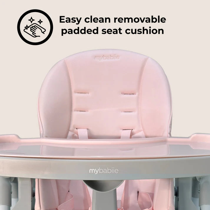 My Babiie MBHC9 Luxe Highchair in Pink & Grey