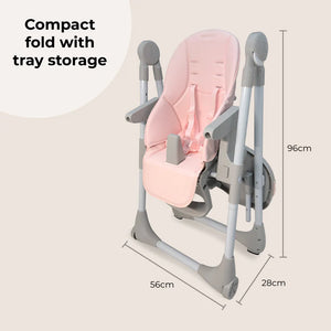 My Babiie MBHC9 Luxe Highchair in Pink & Grey