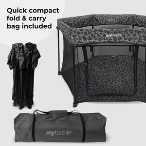 My Babiie Baby Play Pen – Grey Leopard