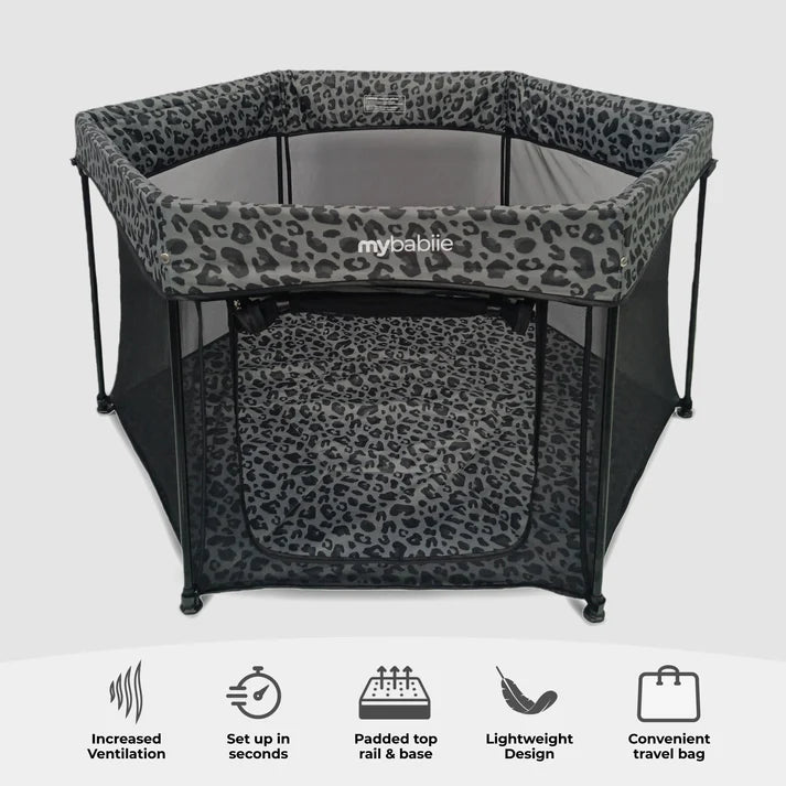 My Babiie Baby Play Pen – Grey Leopard