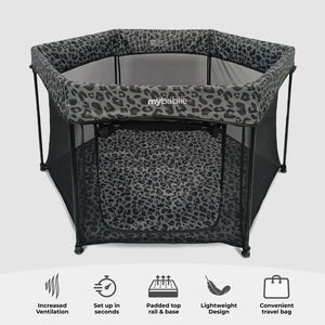 My Babiie Baby Play Pen – Grey Leopard