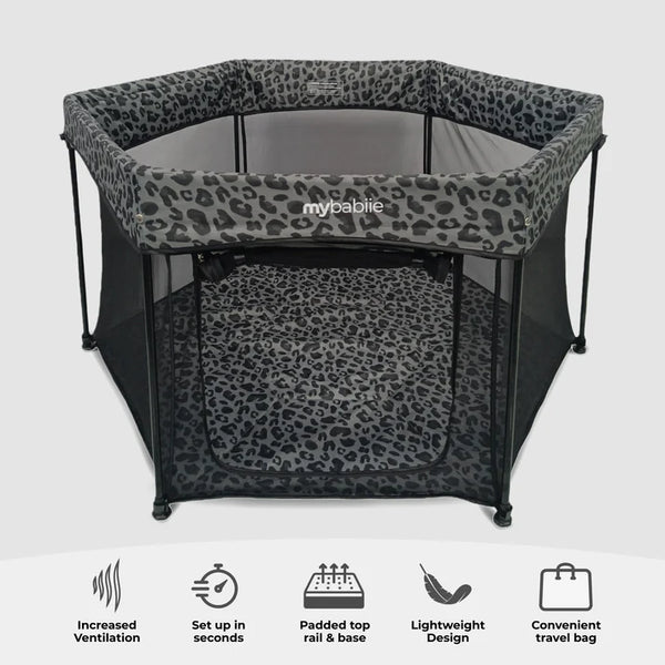 My Babiie Baby Play Pen – Grey Leopard