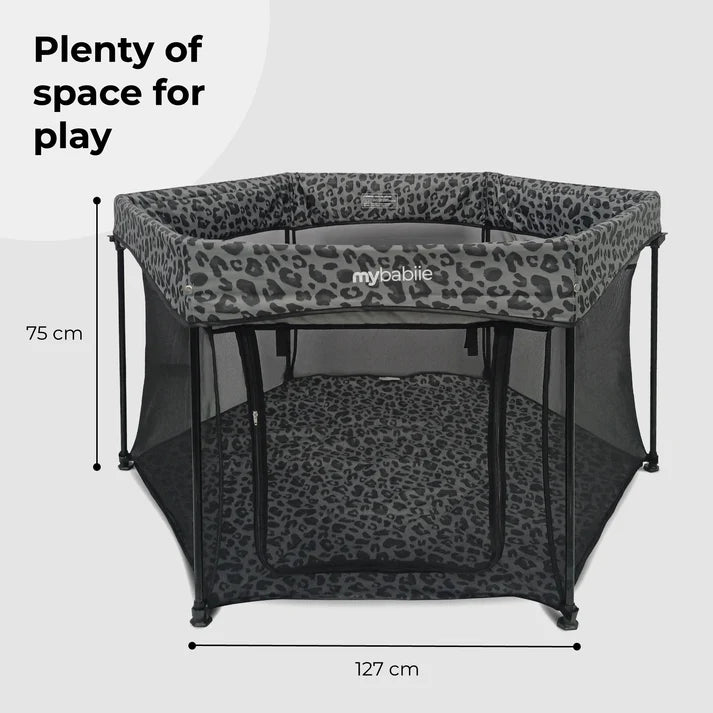 My Babiie Baby Play Pen – Grey Leopard