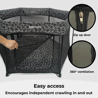 My Babiie Baby Play Pen – Grey Leopard