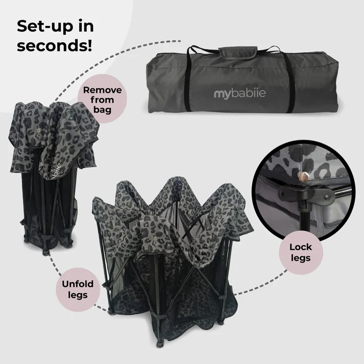 My Babiie Baby Play Pen – Grey Leopard