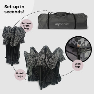 My Babiie Baby Play Pen – Grey Leopard