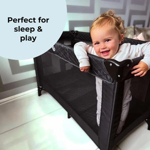 My Babiie MBTC1 Travel Cot - Black Quilted