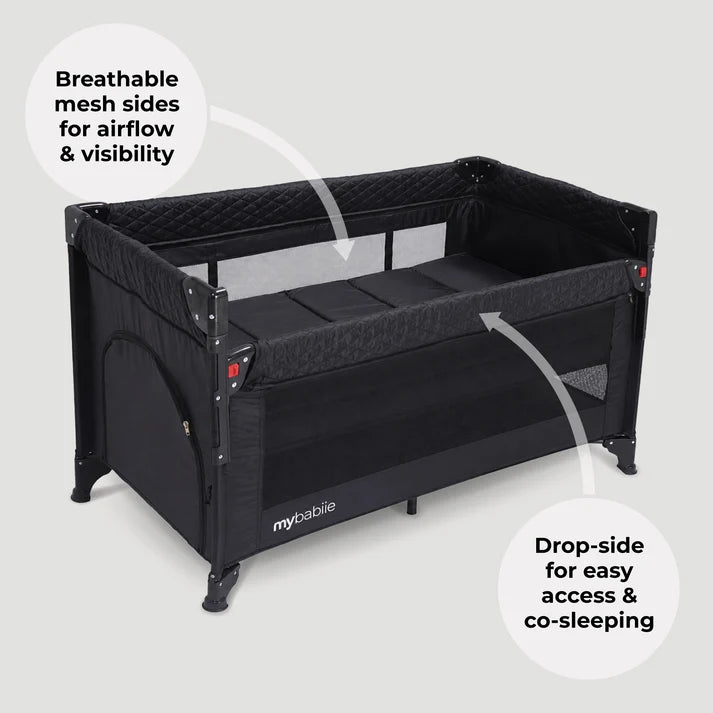 My Babiie MBTC4 Luxe 4-in-1 Travel Cot - Black