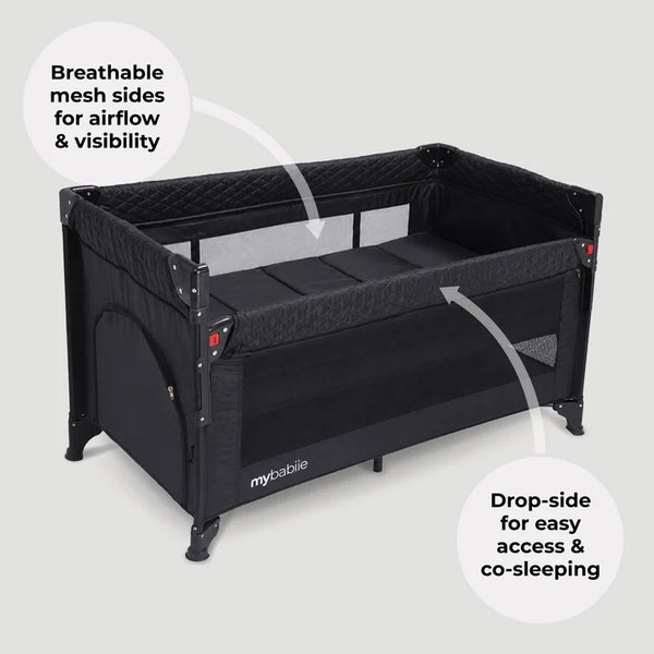 My Babiie MBTC4 Luxe 4-in-1 Travel Cot - Black