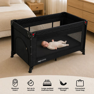My Babiie MBTC4 Luxe 4-in-1 Travel Cot - Black