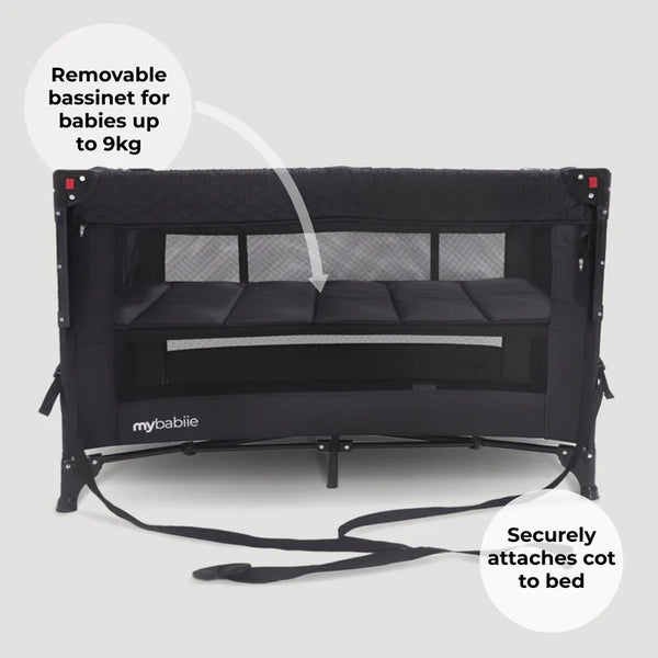 My Babiie MBTC4 Luxe 4-in-1 Travel Cot - Black