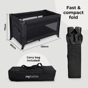 My Babiie MBTC4 Luxe 4-in-1 Travel Cot - Black