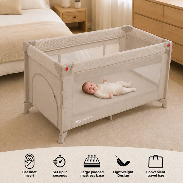 My Babiie MBTC4 Luxe 4-in-1 Travel Cot - Ivory