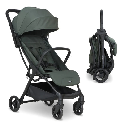 My babiie mbx2 compact stroller in forest green foldable with olive green and black sleek modern design
