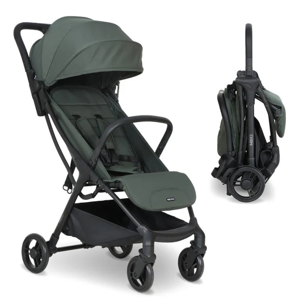 My babiie mbx2 compact stroller in forest green foldable with olive green and black sleek modern design