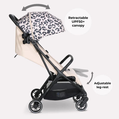 My Babiie MBX6 Auto-Fold Compact Stroller - Fawn Leopard