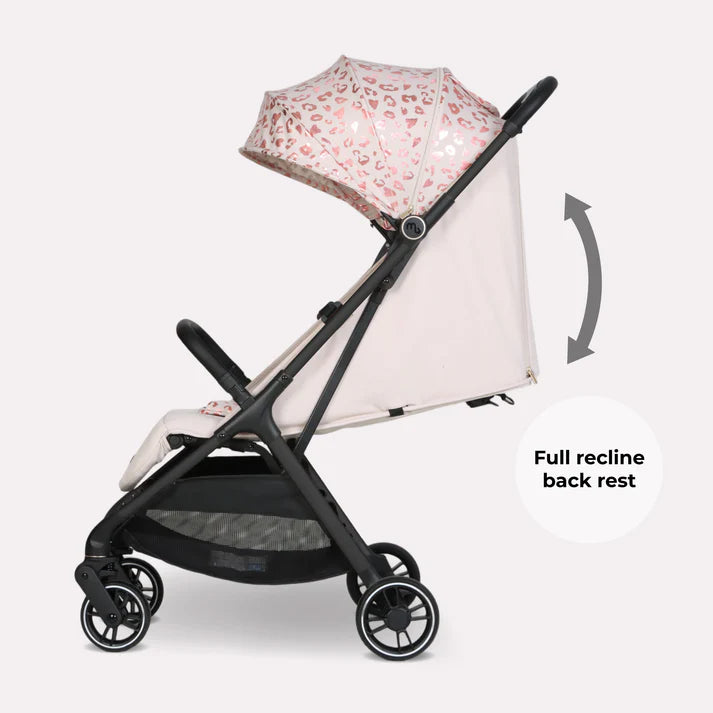My Babiie MBX6 Auto-Fold Compact Stroller - Pink Leopard