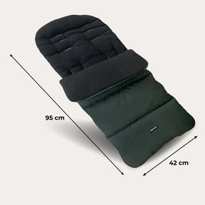My Babiie universal footmuff in black and dark green quilted fabric with a soft padded baby stroller design