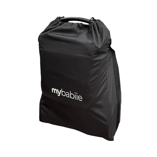 Black mybabiiie drawstring storage bag with reinforced handle for mbx2 compact stroller travel use