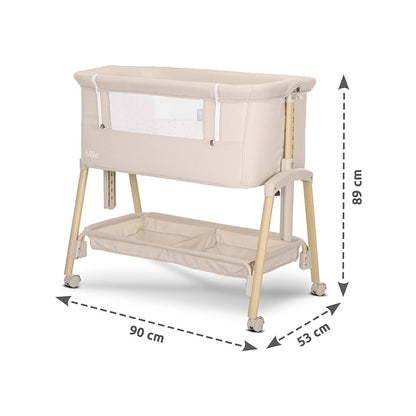 Lorelli Millie Bedside Crib - Black – Adjustable Co-Sleeper Crib with Mattress