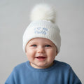 Baby Boys "I Love My Daddy" Pom Pom Hat – White & Blue