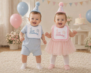 Baby Boy 1st Birthday Hat & Bib Gift Set – Blue