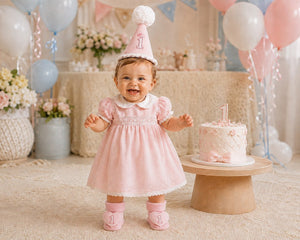 Baby Girl 1st Birthday Hat & Bib Gift Set – Pink