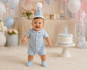 Baby Boy 1st Birthday Hat & Bib Gift Set – Blue