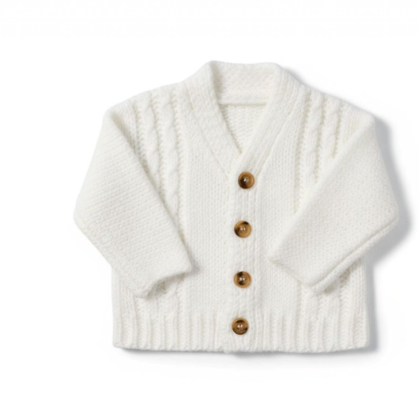 Unisex Baby Chunky Knit White Cardigan