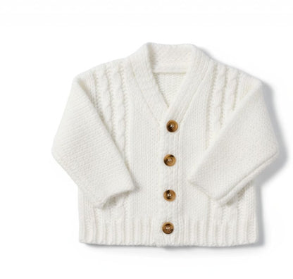 Unisex Baby Chunky Knit White Cardigan