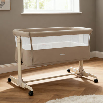 Babymore Neera Bedside Crib – Khaki