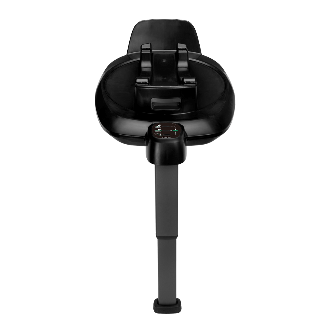 Black nuna base next isofix car seat base with sleek glossy finish and adjustable height column for infant safety