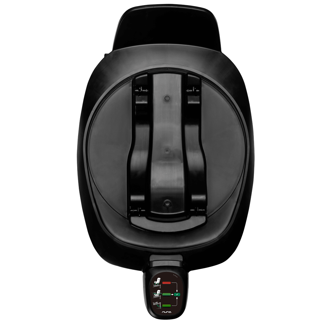 Black nuna baby car seat with sleek modern design and digital display on nuna base next isofix 360 rotating base