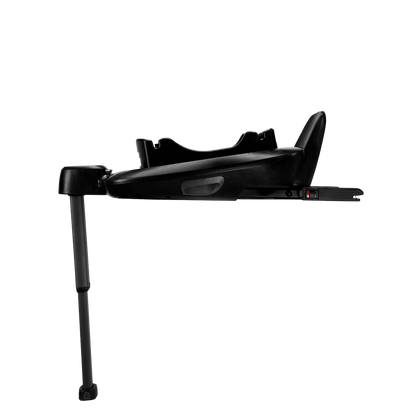 Black infant car seat base with sleek modern design and sturdy metal legs for the Nuna BASE NEXT ISOFIX base