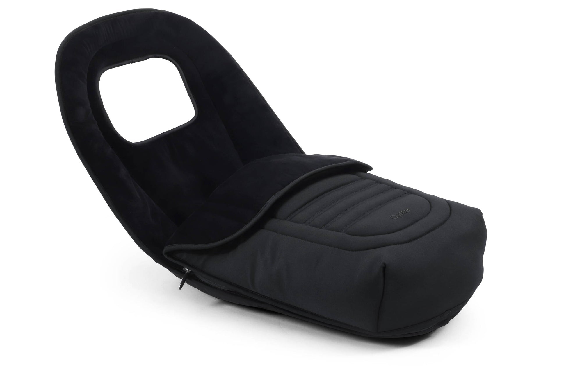 Black plush baby car seat cover with soft padded design and handle cutout for oyster 4 carbonite luxury travel system