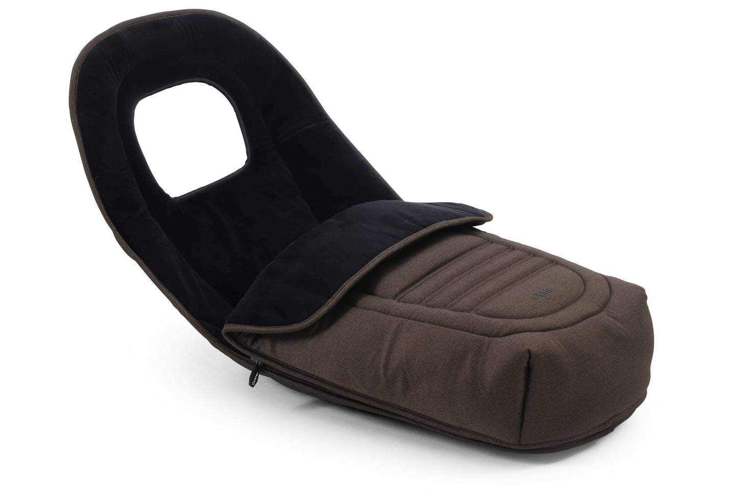 Black and brown quilted baby car seat cover with plush interior in oyster 4 chocolate velvet luxury travel system