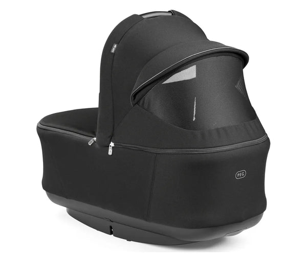 Peg perego city loop pro 3 in 1 elite travel system carrycot in true black fabric with mesh window and zipper details