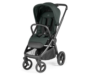 Dark green and black Peg Perego City Loop Pro 3 in 1 travel system pushchair with canopy and storage basket