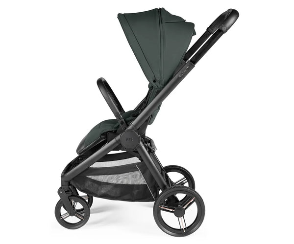 Black and dark green peg perego city loop pro 3 in1 travel system stroller with canopy adjustable handlebar and four wheels