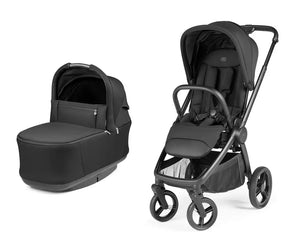 Peg perego city loop pro stroller bassinet bundle true black with sleek metal frame and soft fabric upholstery