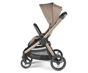 Peg perego city loop pro stroller bassinet bundle in taupe and black with sleek metallic frame and durable wheels