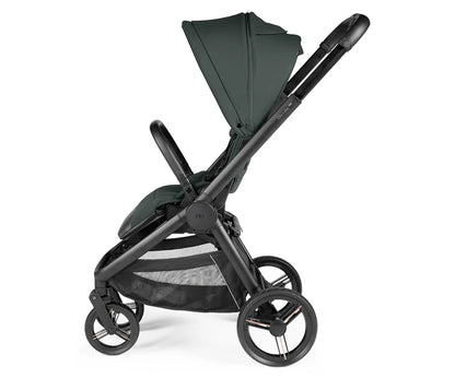 Peg perego city loop pro stroller metal in black and dark green with canopy adjustable handlebar and four wheels