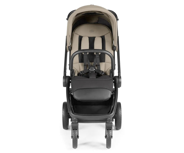 Peg perego city loop pro stroller in vanilla blend with beige and black padded seating and sturdy metal frame