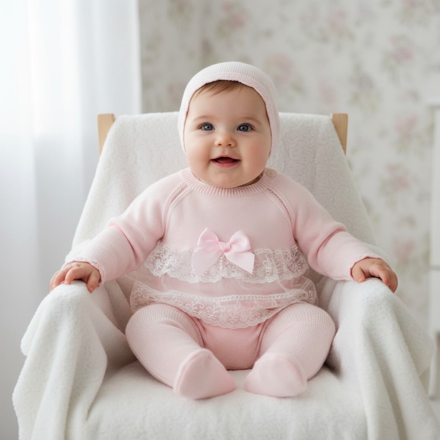 Baby Girls Arianna Lace and Bow Trimmed Suit