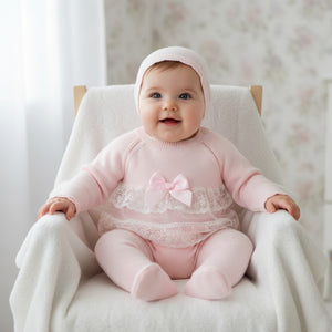 Baby Girls Arianna Lace and Bow Trimmed Suit