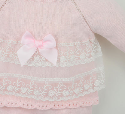 Baby Girls Arianna Lace and Bow Trimmed Suit