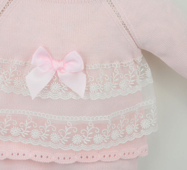 Baby Girls Arianna Lace and Bow Trimmed Suit